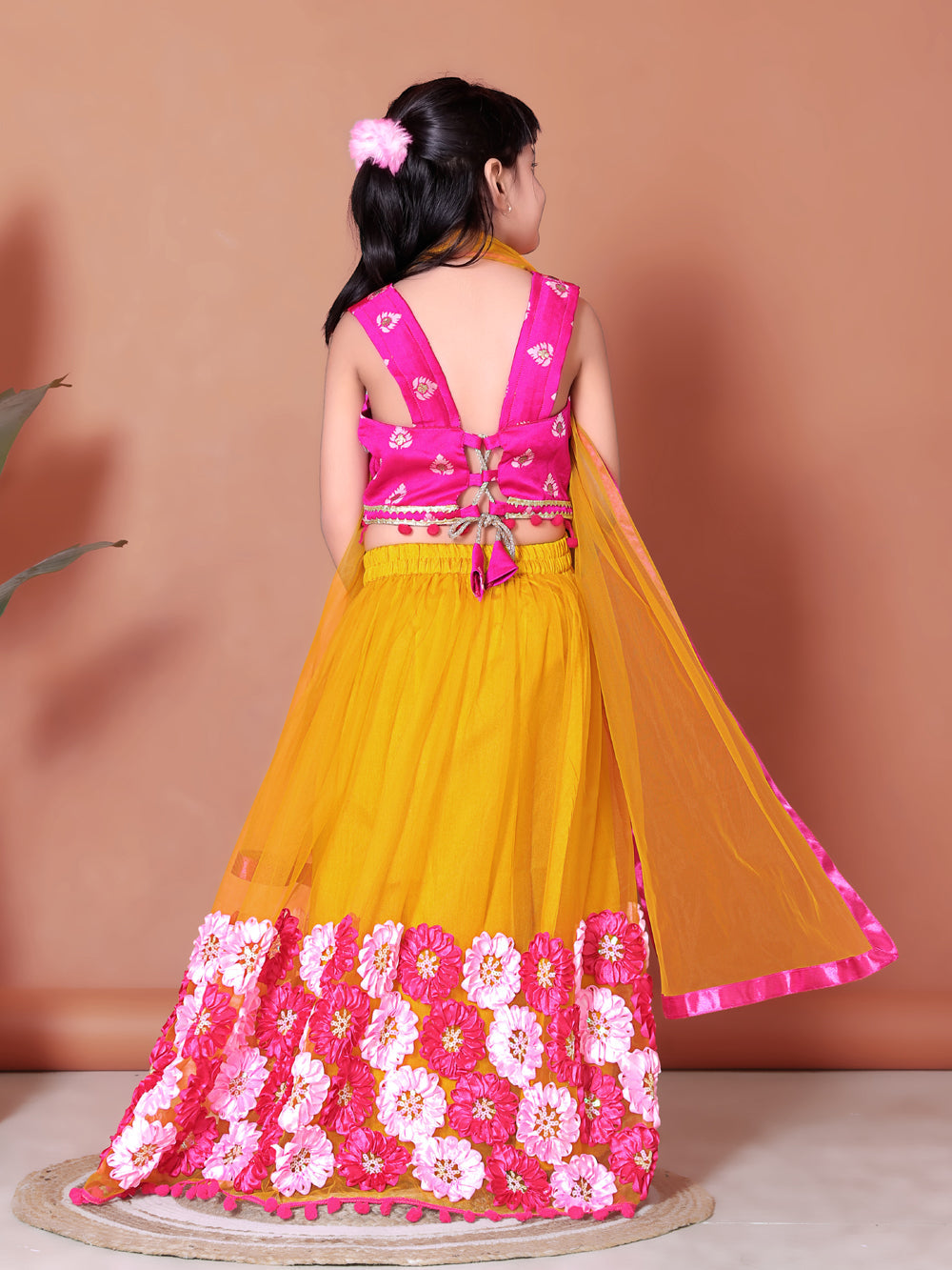 Girls Lehenga Choli Floral Kids Wedding Party Ethnic Dress Festive Wear
