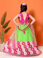 Girls Lehenga Choli Floral Kids Wedding Party Ethnic Dress Festive Wear