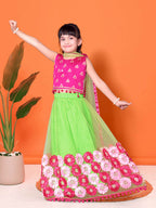Girls Lehenga Choli Floral Kids Wedding Party Ethnic Dress Festive Wear