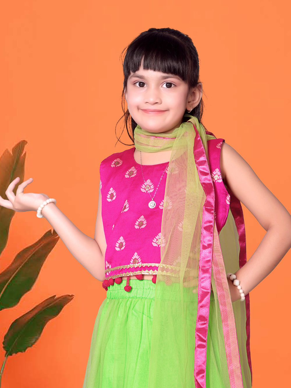 Girls Lehenga Choli Floral Kids Wedding Party Ethnic Dress Festive Wear