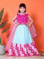 Girls Lehenga Choli Floral Kids Wedding Party Ethnic Dress Festive Wear