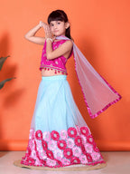 Girls Lehenga Choli Floral Kids Wedding Party Ethnic Dress Festive Wear
