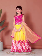 Girls Lehenga Choli Floral Kids Wedding Party Ethnic Dress Festive Wear
