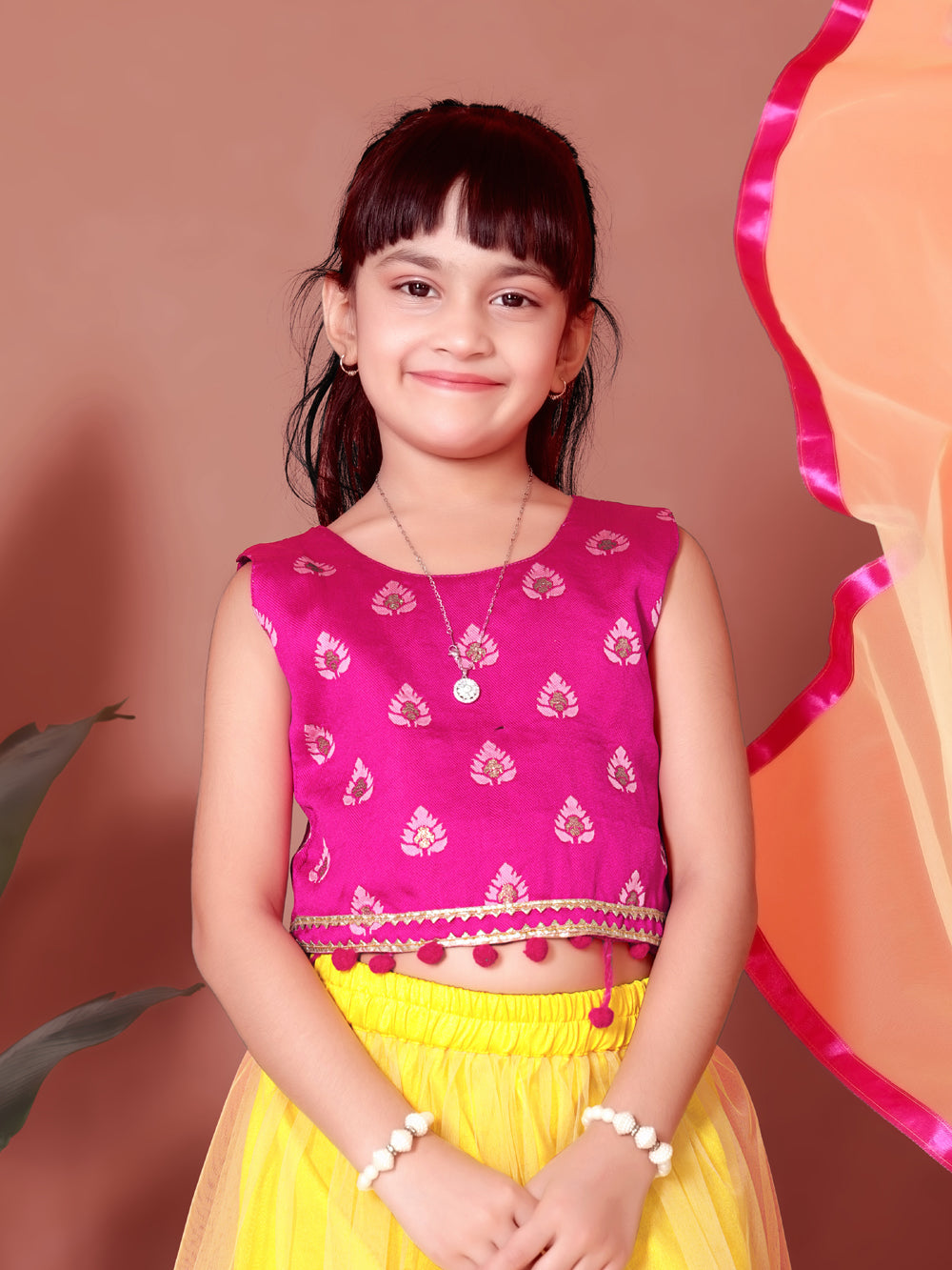 Girls Lehenga Choli Floral Kids Wedding Party Ethnic Dress Festive Wear
