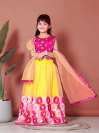 Girls Lehenga Choli Floral Kids Wedding Party Ethnic Dress Festive Wear