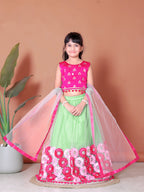 Girls Lehenga Choli Floral Kids Wedding Party Ethnic Dress Festive Wear