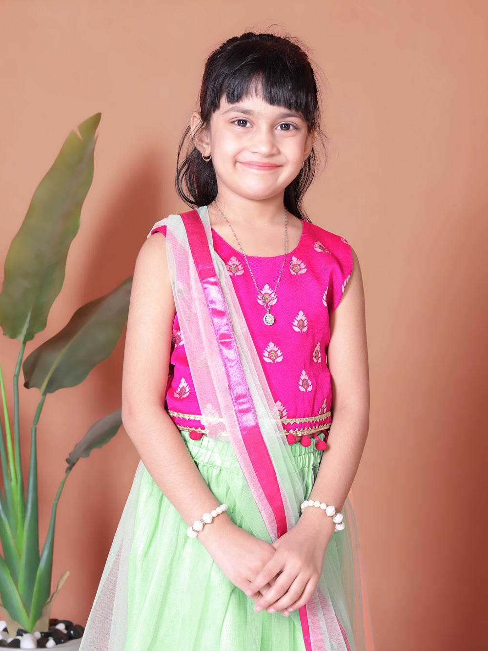 Girls Lehenga Choli Floral Kids Wedding Party Ethnic Dress Festive Wear