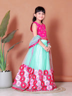 Girls Lehenga Choli Floral Kids Wedding Party Ethnic Dress Festive Wear
