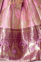 Girls Banarasi Lehenga Choli Set Silk Festive Wedding Ethnic Dress Kids