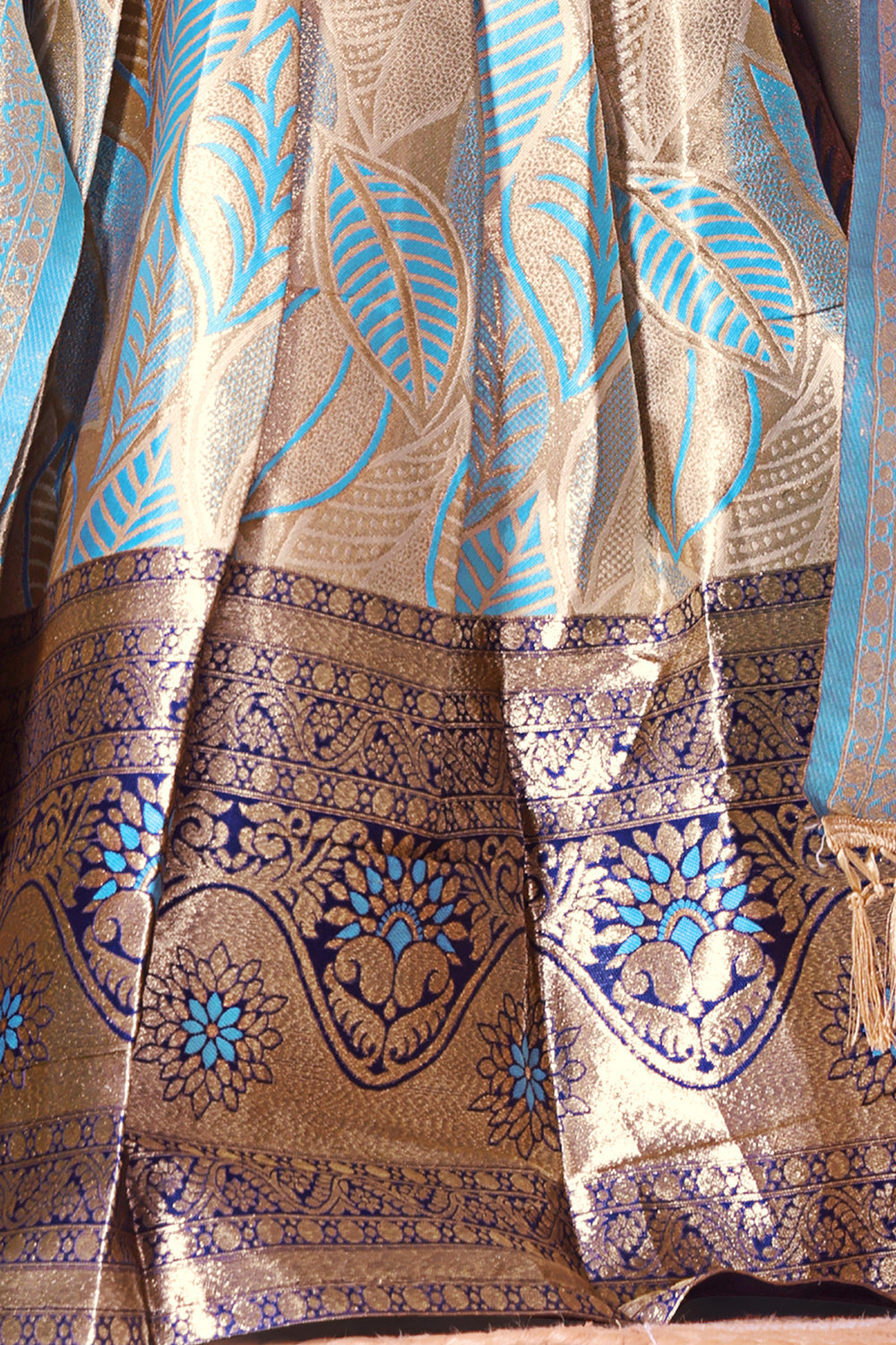 Girls Banarasi Lehenga Choli Set Silk Festive Wedding Ethnic Dress Kids