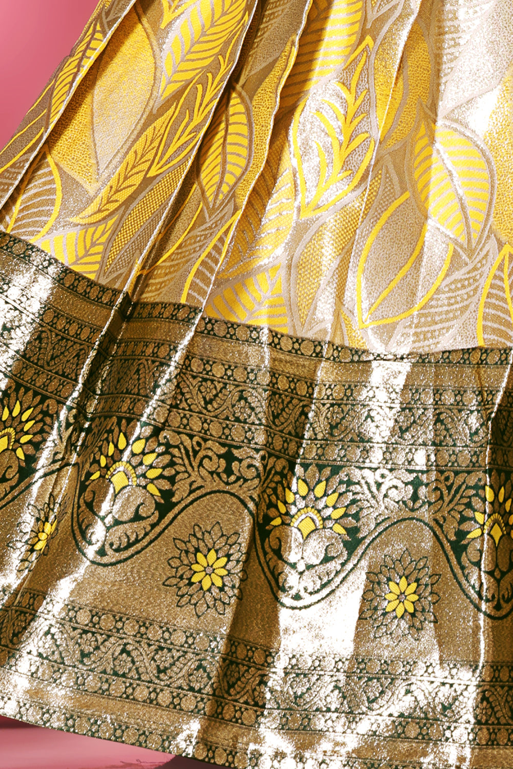 Girls Banarasi Lehenga Choli Set Silk Festive Wedding Ethnic Dress Kids