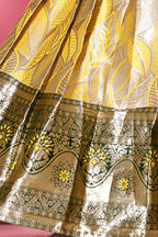 Girls Banarasi Lehenga Choli Set Silk Festive Wedding Ethnic Dress Kids