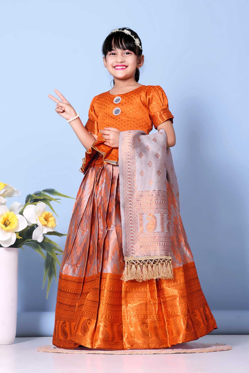Girls Best Quality Jacquard Lehenga Choli with Dupatta – Festive Ethnic Wear