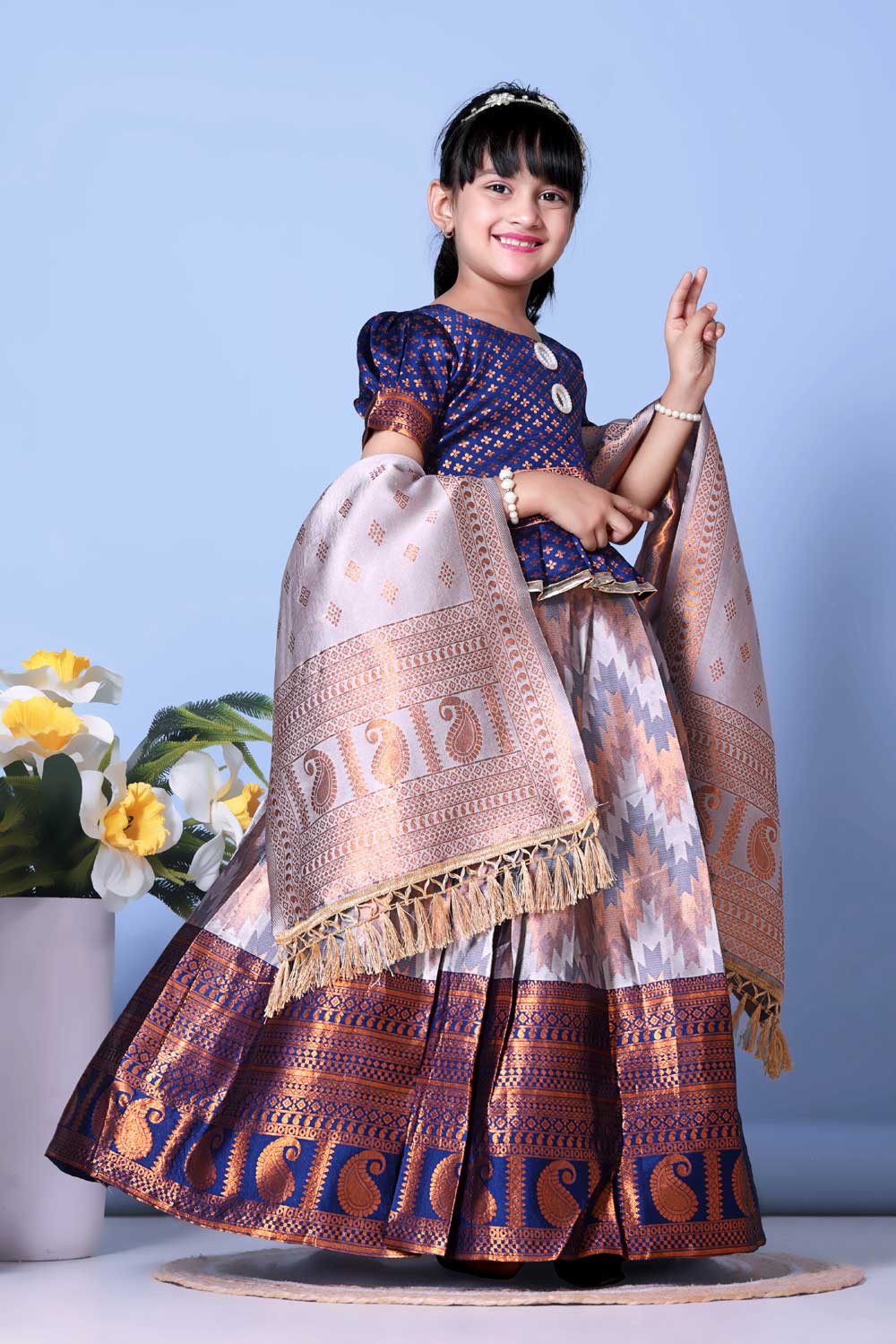 Girls Best Quality Jacquard Lehenga Choli with Dupatta – Festive Ethnic Wear