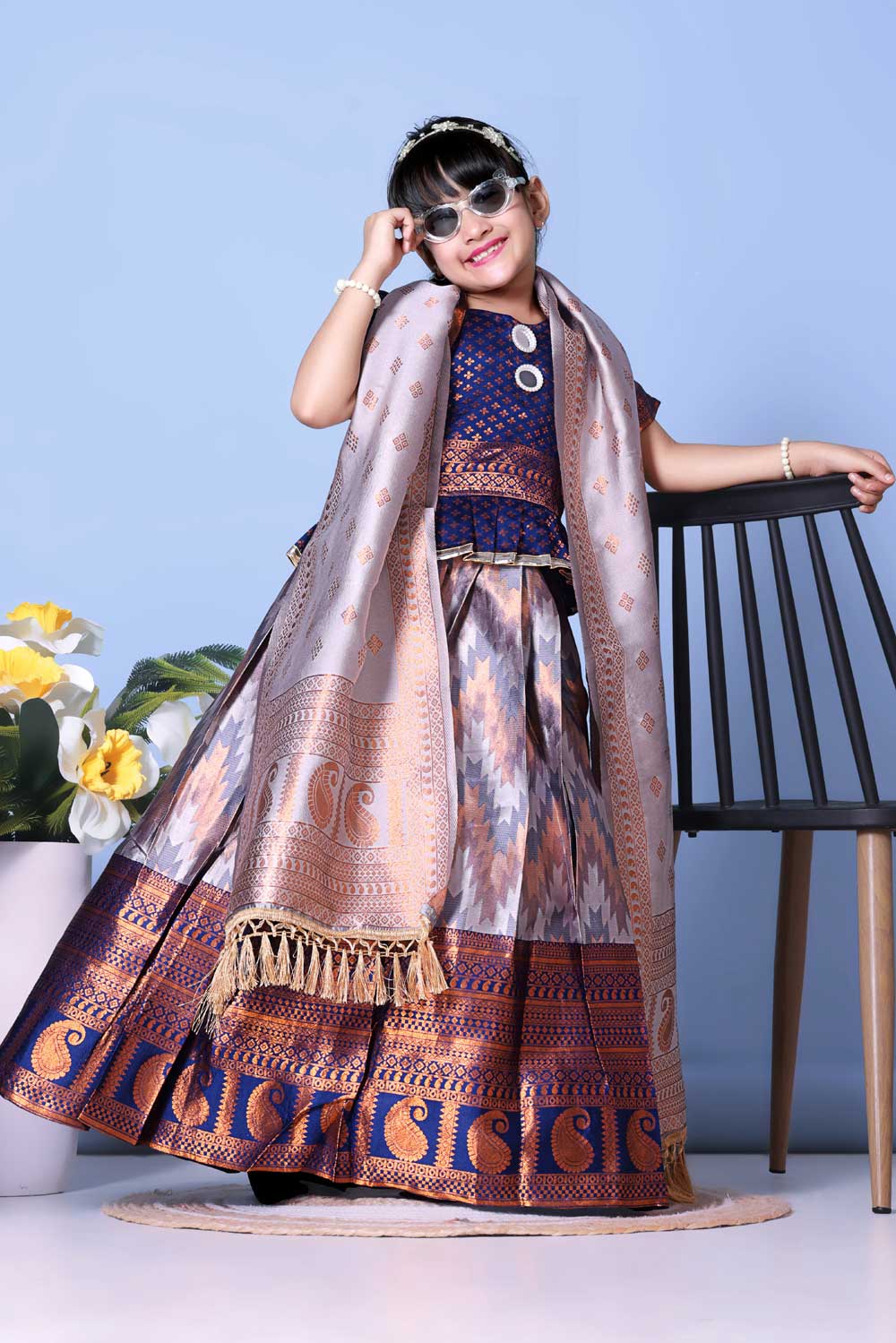 Girls Best Quality Jacquard Lehenga Choli with Dupatta – Festive Ethnic Wear