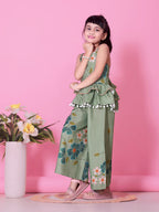 Girls Peplum Kurta Palazzo Set with Floral Print
