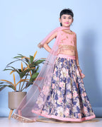 Floral Print Lehenga, Choli and Dupatta Set for Girls
