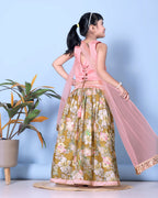 Floral Print Lehenga, Choli and Dupatta Set for Girls