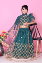 Girls Net Lehenga Choli Embroidered Party Wear Ethnic Dress Kids Wedding