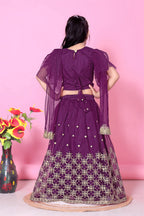 Girls Net Lehenga Choli Embroidered Party Wear Ethnic Dress Kids Wedding
