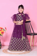 Girls Net Lehenga Choli Embroidered Party Wear Ethnic Dress Kids Wedding