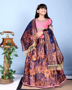 Girls Designer Floral Lehenga Choli Set with Dupatta – Silk Festive Party Wear Ethnic Outfit for Kids