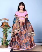 Girls Designer Floral Lehenga Choli Set with Dupatta – Silk Festive Party Wear Ethnic Outfit for Kids
