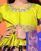 Girls Designer Floral Lehenga Choli Set with Dupatta – Silk Festive Party Wear Ethnic Outfit for Kids