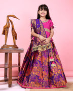 Girls Designer Floral Lehenga Choli Set with Dupatta – Silk Festive Party Wear Ethnic Outfit for Kids
