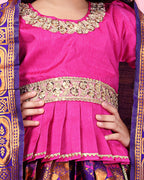 Girls Designer Floral Lehenga Choli Set with Dupatta – Silk Festive Party Wear Ethnic Outfit for Kids