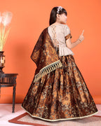 Girls Designer Floral Lehenga Choli Set with Dupatta – Silk Festive Party Wear Ethnic Outfit for Kids