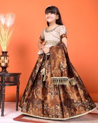 Girls Designer Floral Lehenga Choli Set with Dupatta – Silk Festive Party Wear Ethnic Outfit for Kids