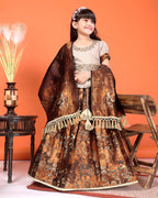 Girls Designer Floral Lehenga Choli Set with Dupatta – Silk Festive Party Wear Ethnic Outfit for Kids