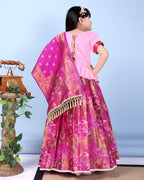 Girls Designer Floral Lehenga Choli Set with Dupatta – Silk Festive Party Wear Ethnic Outfit for Kids