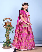 Girls Designer Floral Lehenga Choli Set with Dupatta – Silk Festive Party Wear Ethnic Outfit for Kids