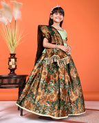 Girls Designer Floral Lehenga Choli Set with Dupatta – Silk Festive Party Wear Ethnic Outfit for Kids
