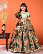 Girls Designer Floral Lehenga Choli Set with Dupatta – Silk Festive Party Wear Ethnic Outfit for Kids