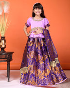 Girls Designer Floral Lehenga Choli Set with Dupatta – Silk Festive Party Wear Ethnic Outfit for Kids