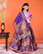 Girls Designer Floral Lehenga Choli Set with Dupatta – Silk Festive Party Wear Ethnic Outfit for Kids