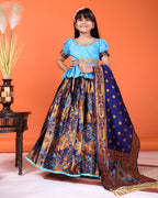 Girls Designer Floral Lehenga Choli Set with Dupatta – Silk Festive Party Wear Ethnic Outfit for Kids