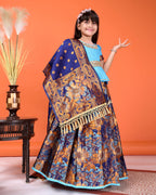 Girls Designer Floral Lehenga Choli Set with Dupatta – Silk Festive Party Wear Ethnic Outfit for Kids