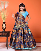 Girls Designer Floral Lehenga Choli Set with Dupatta – Silk Festive Party Wear Ethnic Outfit for Kids