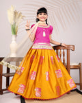 Girls Silk Lehenga Choli Set with Dupatta – Designer Festive Ethnic Wear for Kids Wedding, Party & Navratri Outfit
