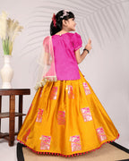 Girls Silk Lehenga Choli Set with Dupatta – Designer Festive Ethnic Wear for Kids Wedding, Party & Navratri Outfit