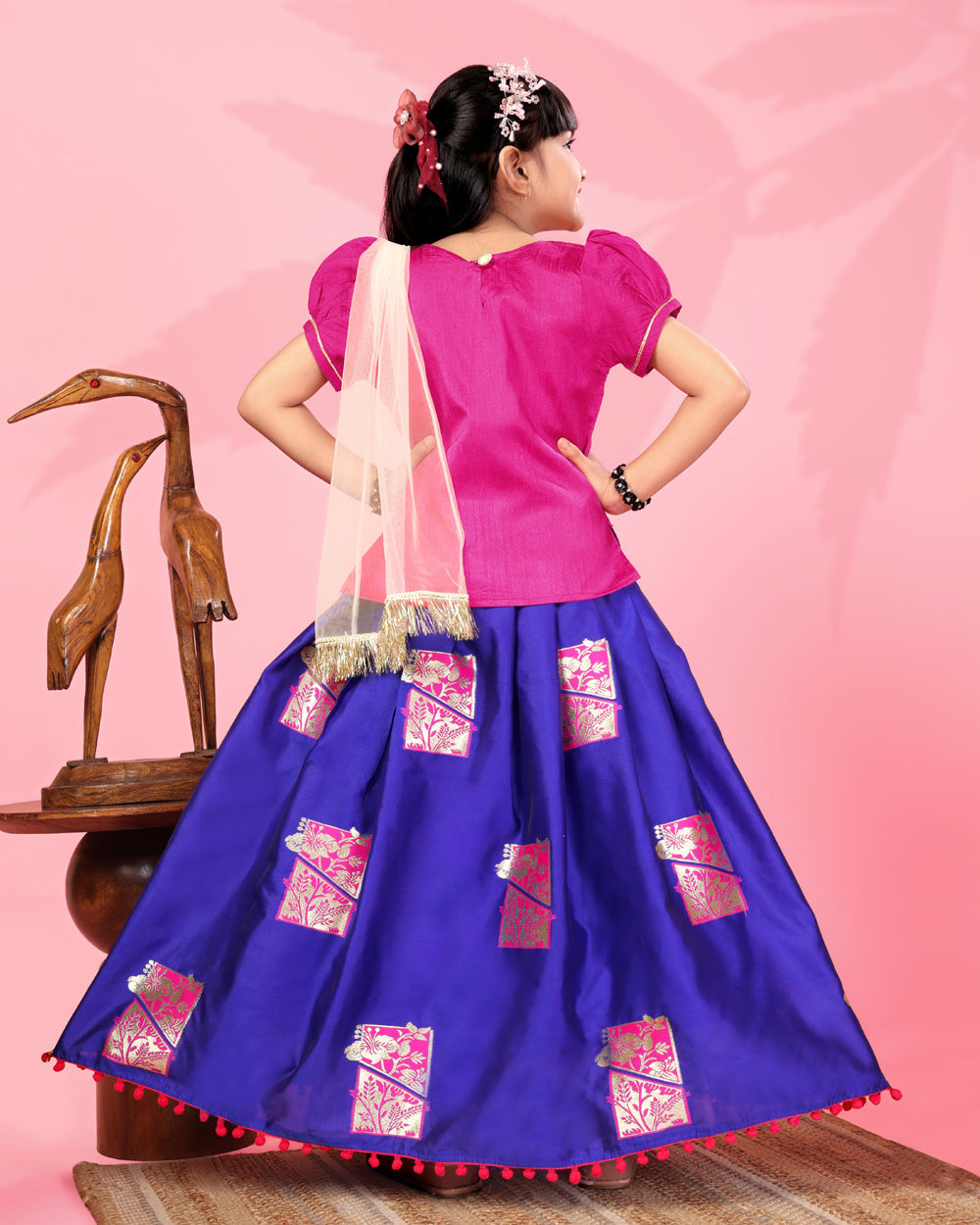 Girls Silk Lehenga Choli Set with Dupatta – Designer Festive Ethnic Wear for Kids Wedding, Party & Navratri Outfit