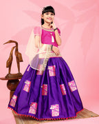Girls Silk Lehenga Choli Set with Dupatta – Designer Festive Ethnic Wear for Kids Wedding, Party & Navratri Outfit
