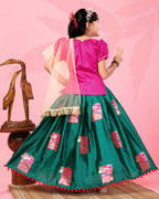 Girls Silk Lehenga Choli Set with Dupatta – Designer Festive Ethnic Wear for Kids Wedding, Party & Navratri Outfit