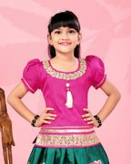Girls Silk Lehenga Choli Set with Dupatta – Designer Festive Ethnic Wear for Kids Wedding, Party & Navratri Outfit