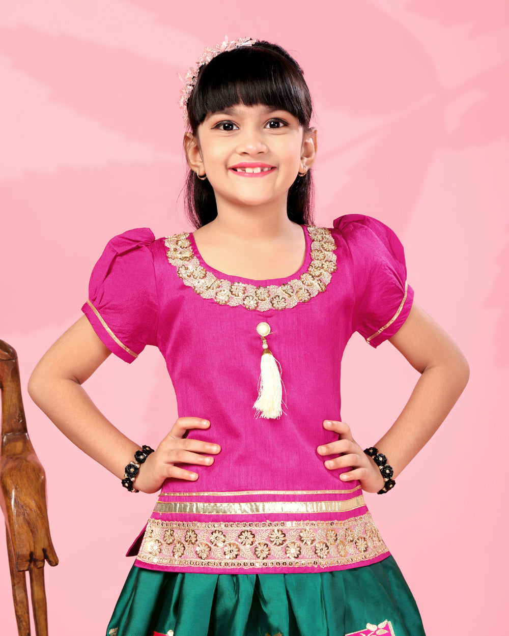 Girls Silk Lehenga Choli Set with Dupatta – Designer Festive Ethnic Wear for Kids Wedding, Party & Navratri Outfit