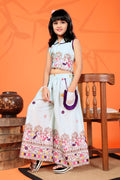 Girls Printed Co-Ord Set | Sleeveless Crop Top & Palazzo Pants Set | Ethnic Party Wear Outfit for Girls